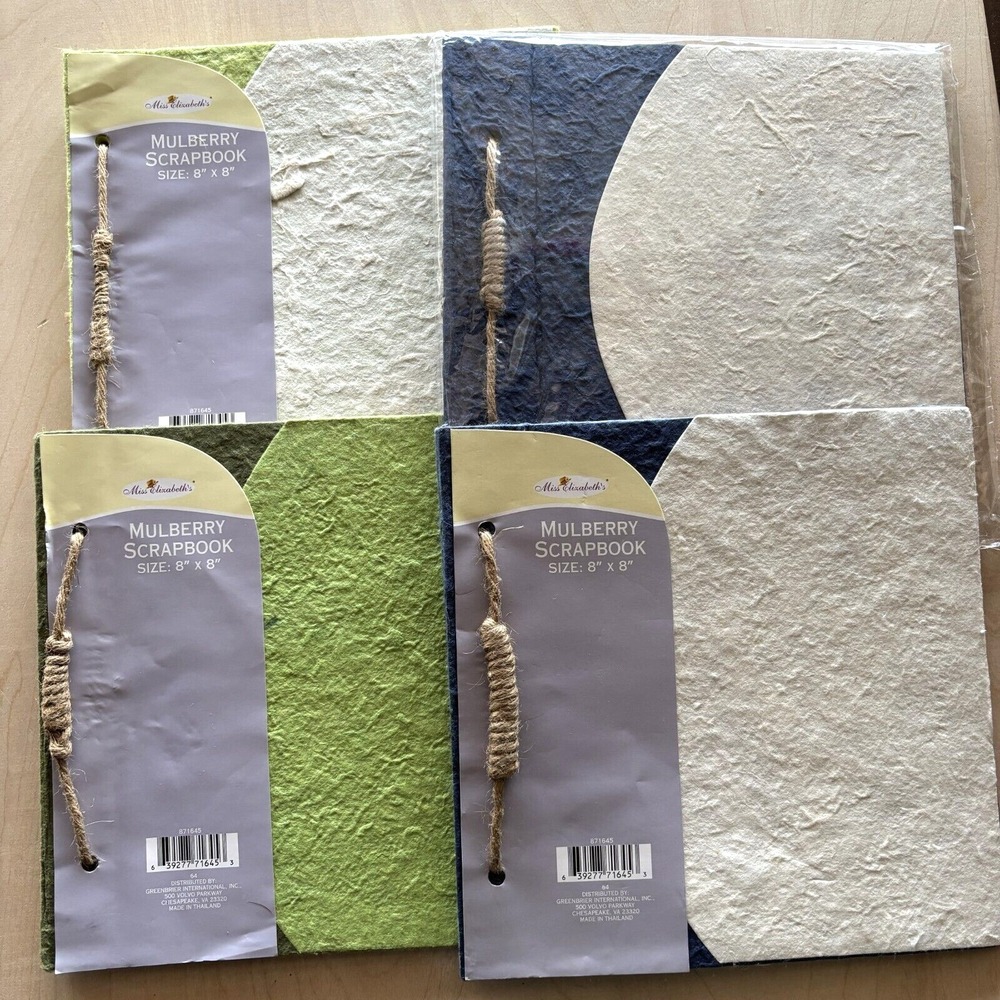 Vtg Miss Elizabeth Mulberry Scrapbook LOT of 4 NWT 8 Pages Textured Green Blue